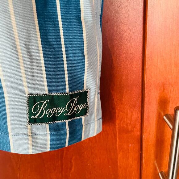 Bogey Boys Button Up Shirt Striped Short Sleeve Golf Size Small - Picture 6 of 10